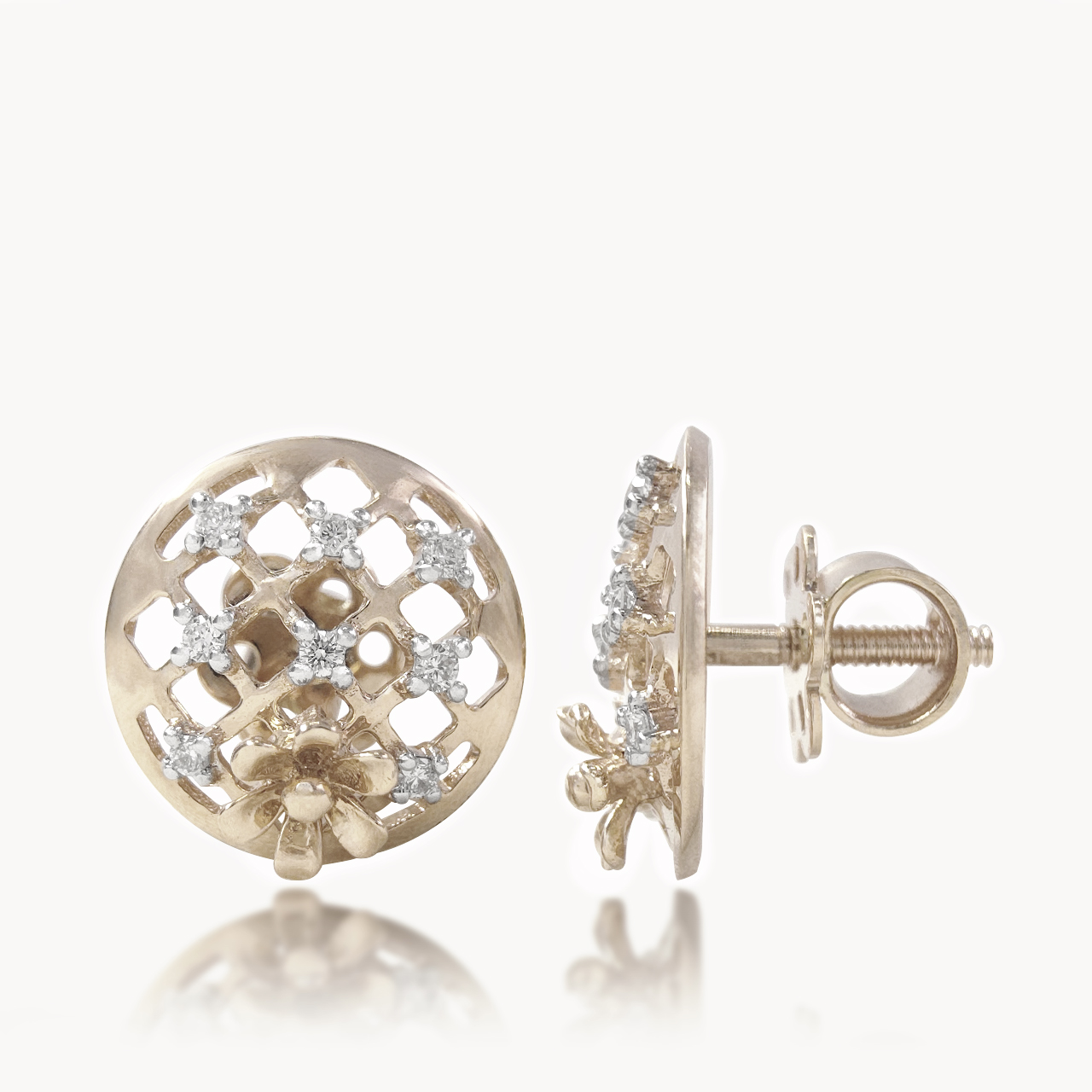 Flower Net Diamond Studs