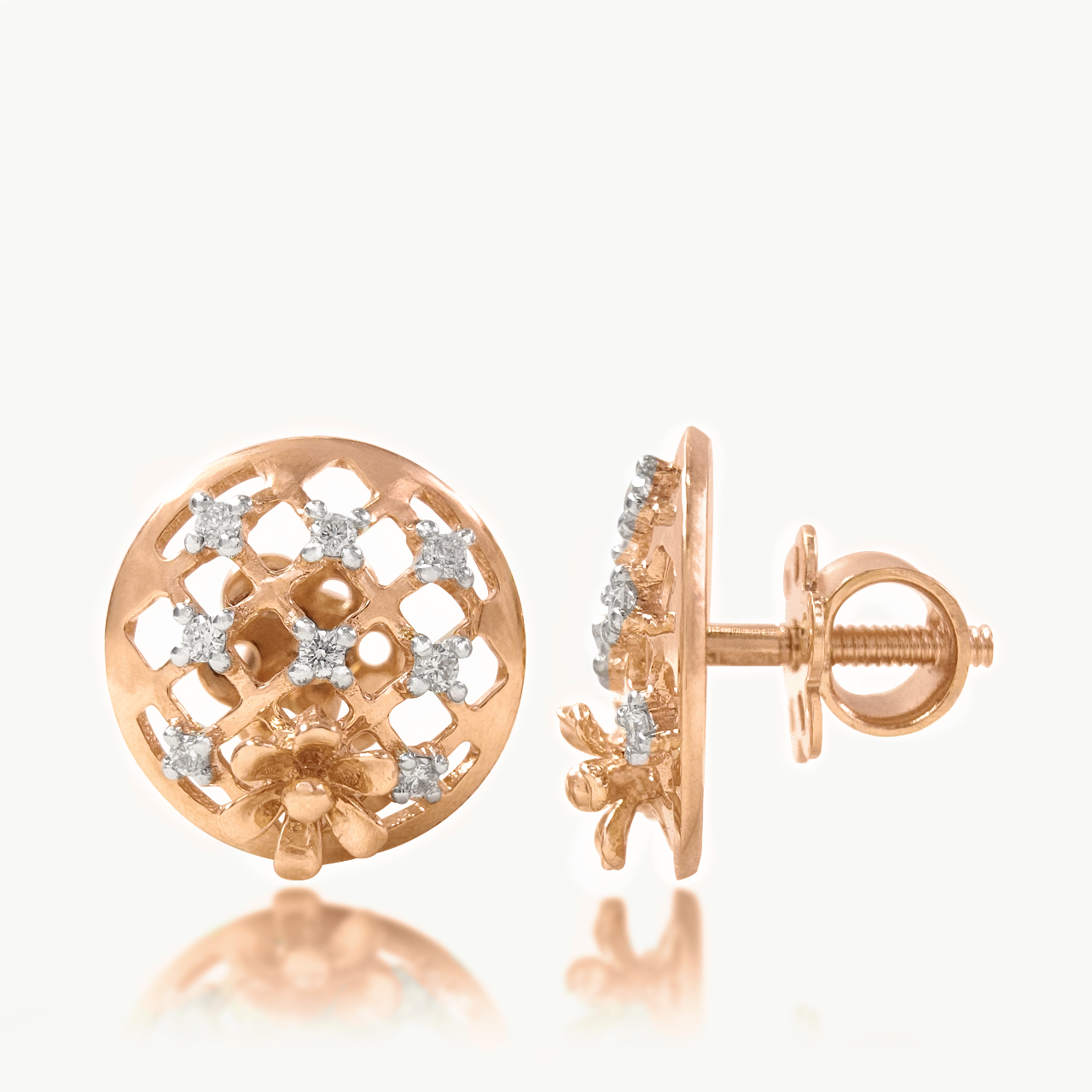 Flower Net Diamond Studs