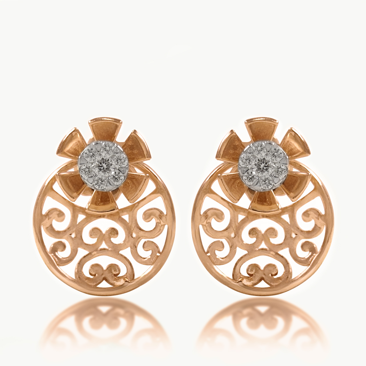 Moon Flower Diamond Studs