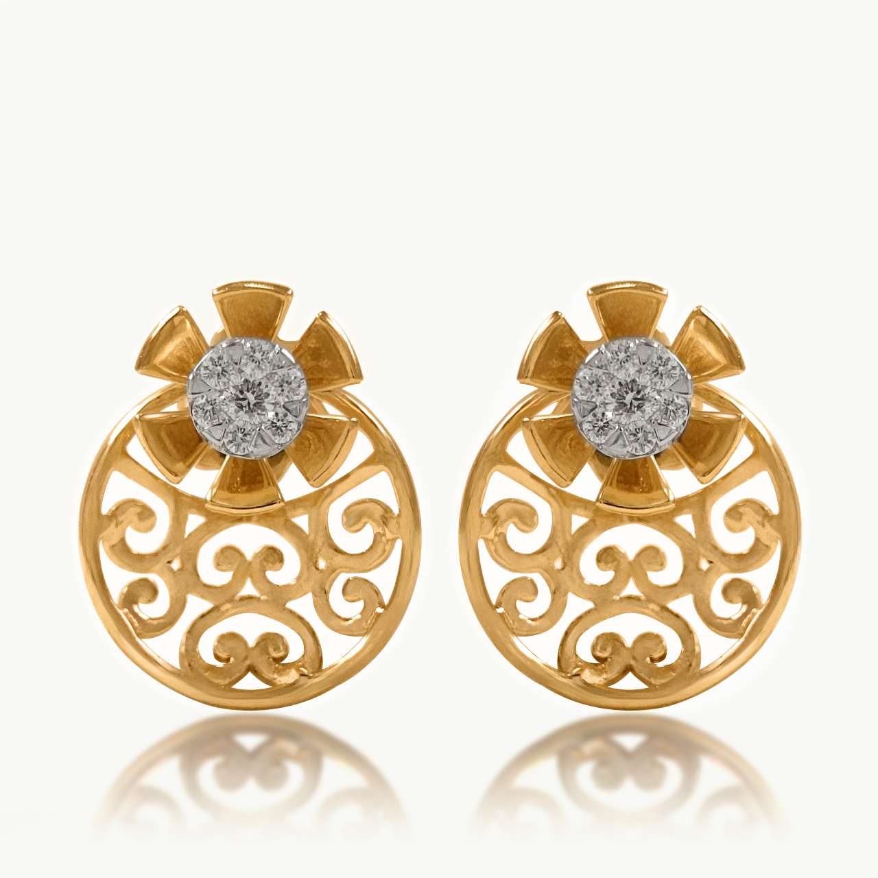 Moon Flower Diamond Studs
