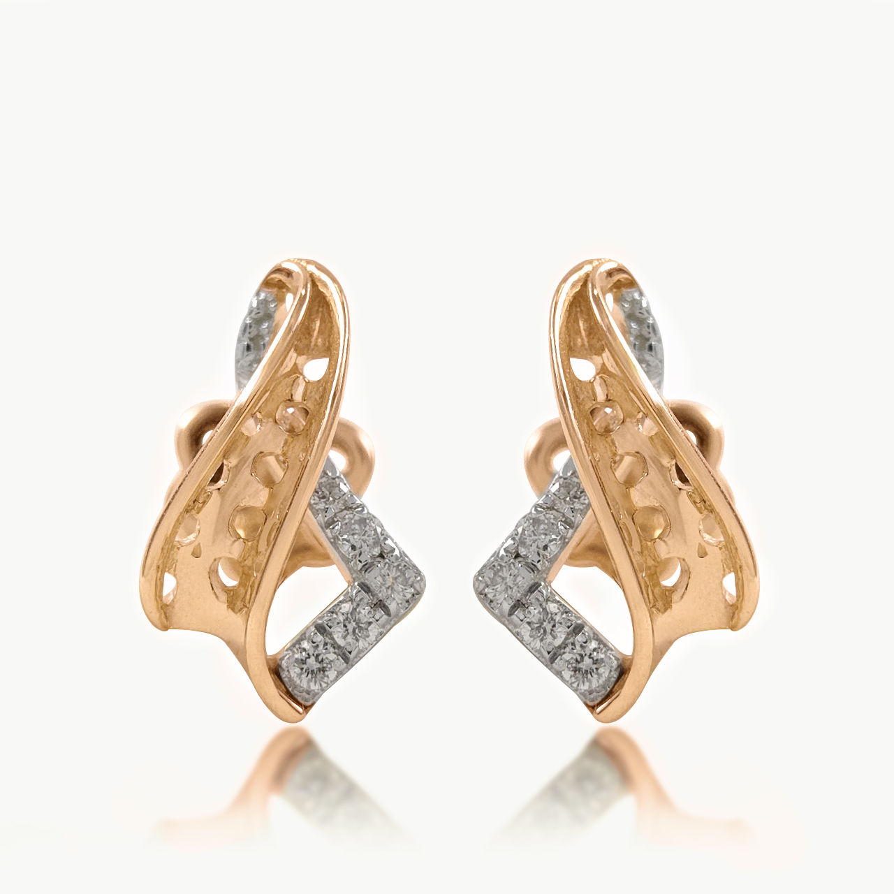 Swirling Ribbon Diamond Studs