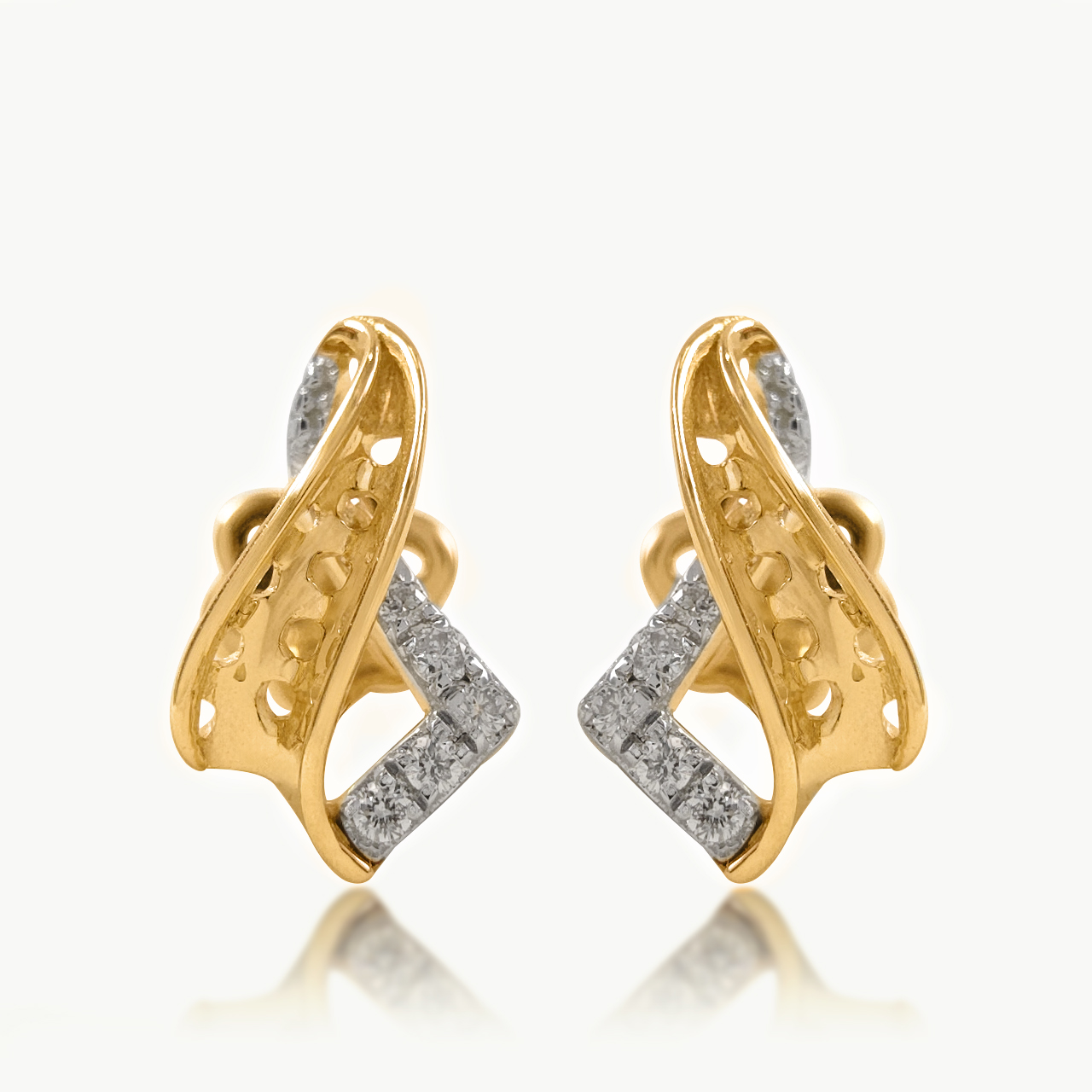 Swirling Ribbon Diamond Studs