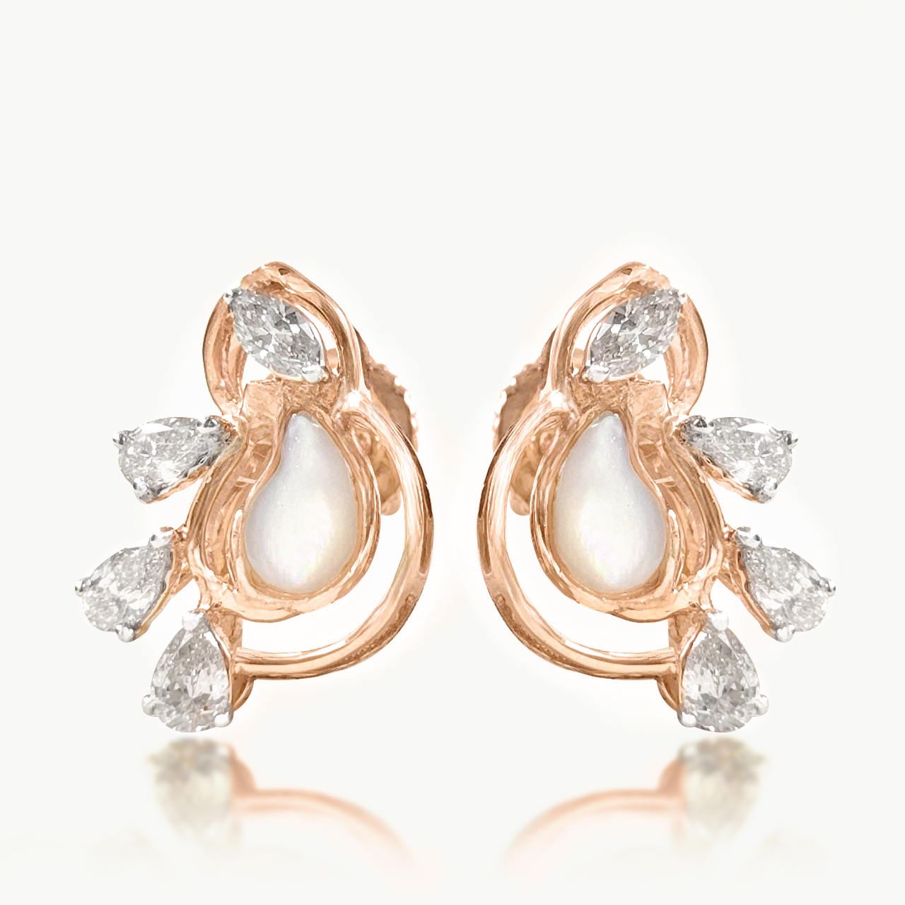 Pear Petal Swirl Diamond Studs