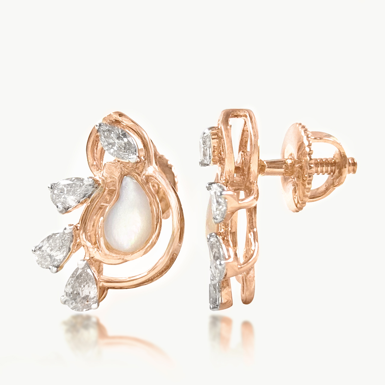Pear Petal Swirl Diamond Studs