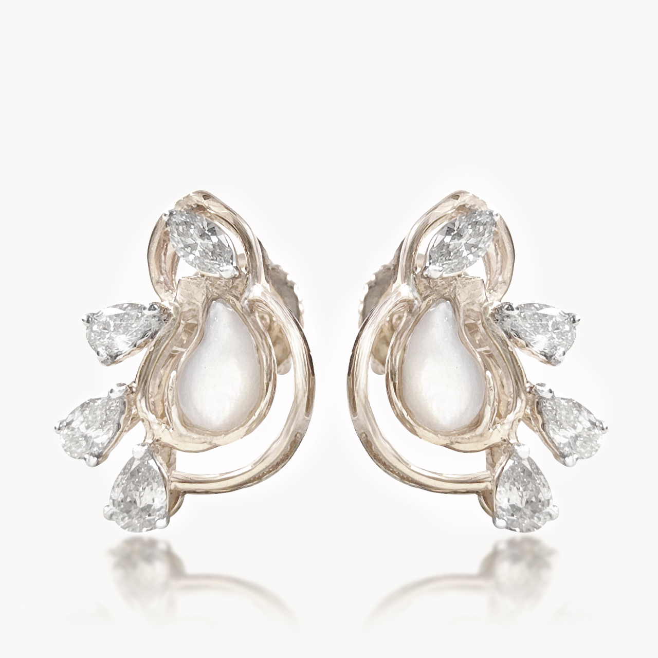 Pear Petal Swirl Diamond Studs