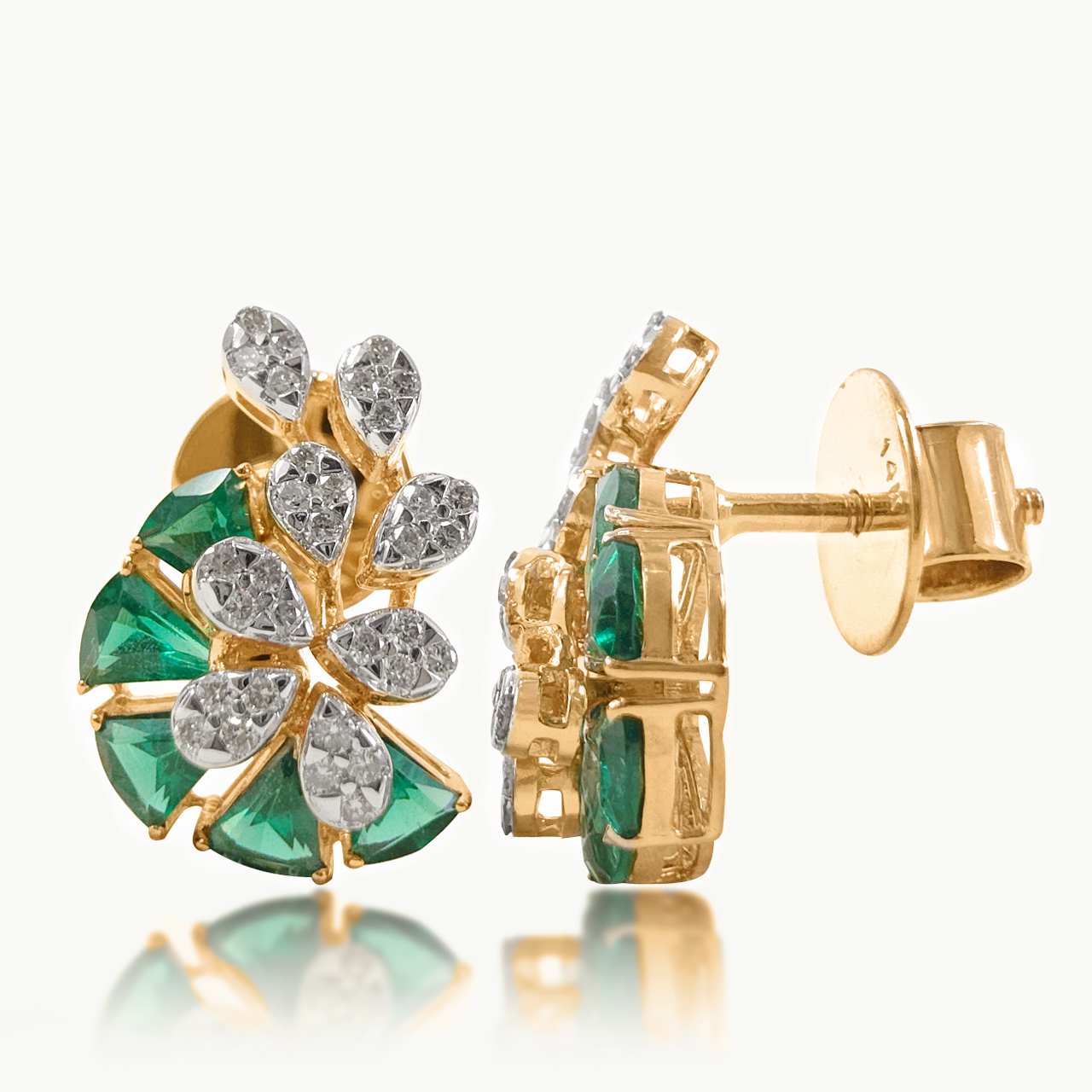 Peacock Whisper Diamond  Earrings
