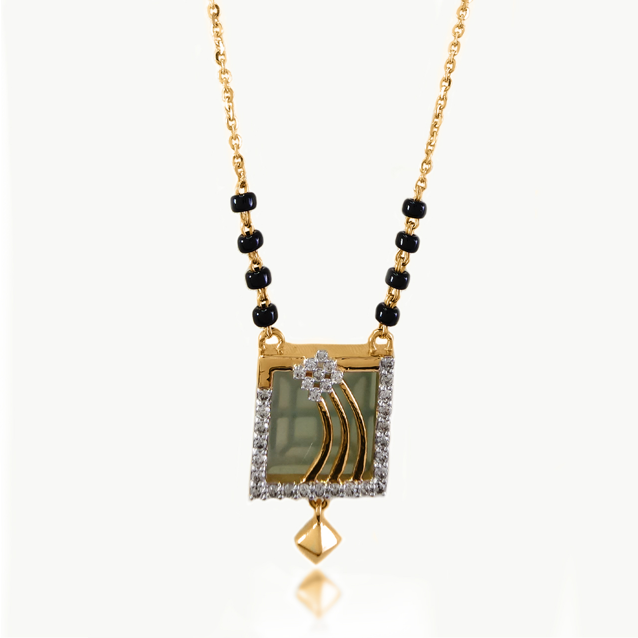 Millie Gray Stone Square Diamond Mangalsutra