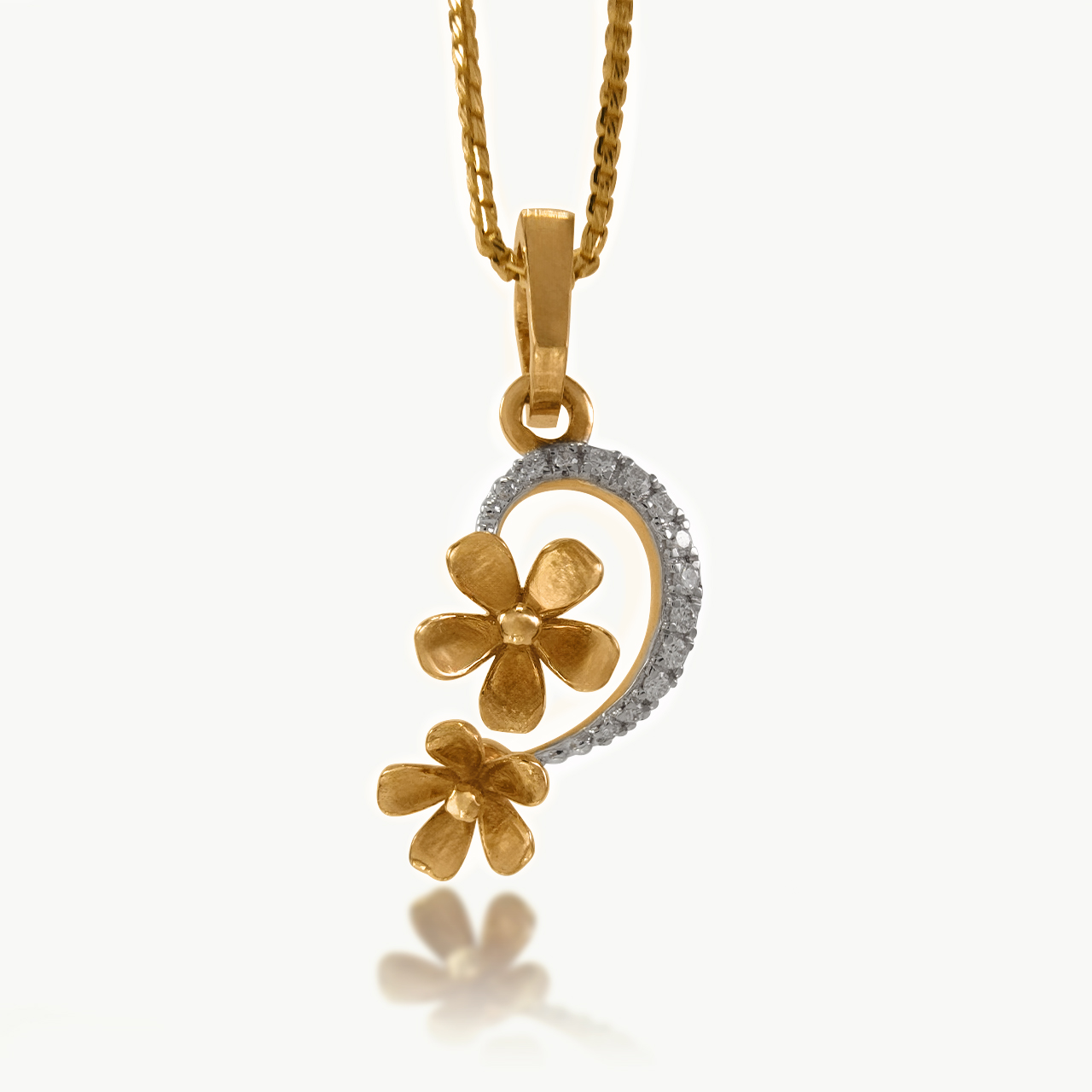 Floral Duet Diamond Pendant