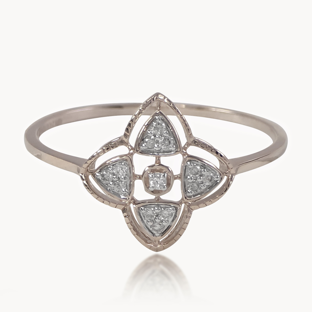 Geometric Trilliant Diamond Ring