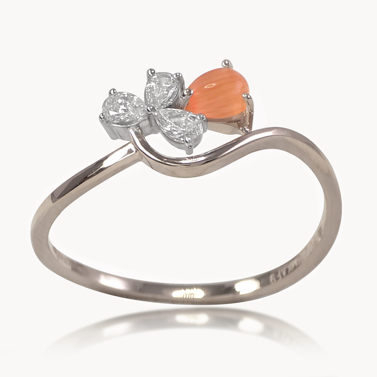 Amber Petal  Diamond Ring