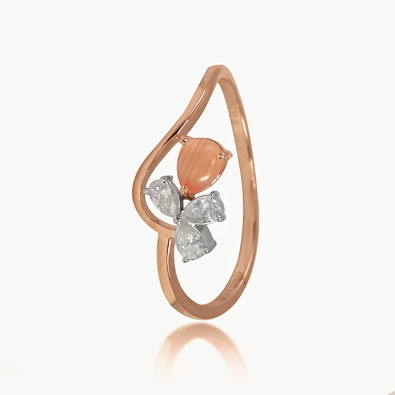 Amber Petal  Diamond Ring