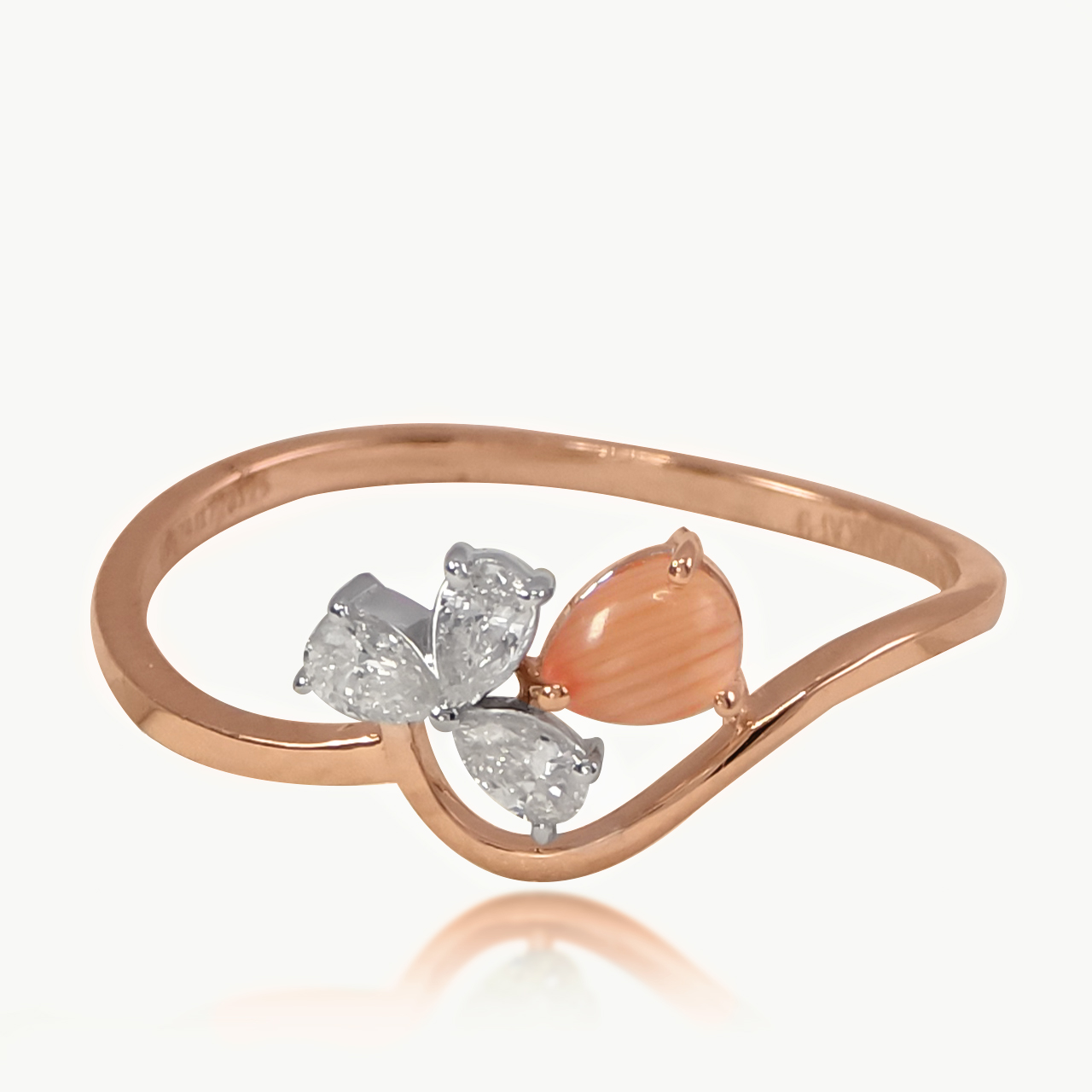 Amber Petal  Diamond Ring