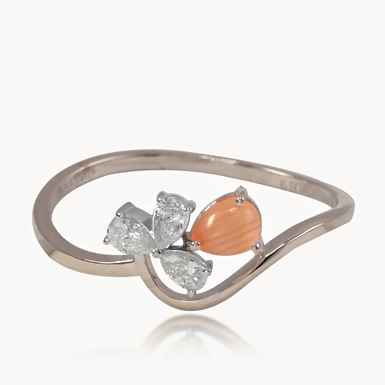 Amber Petal  Diamond Ring