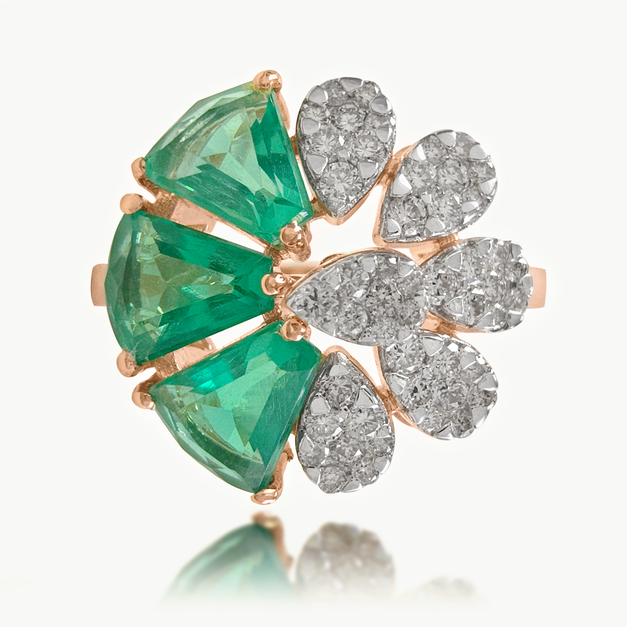 Green Flower Diamond Ring