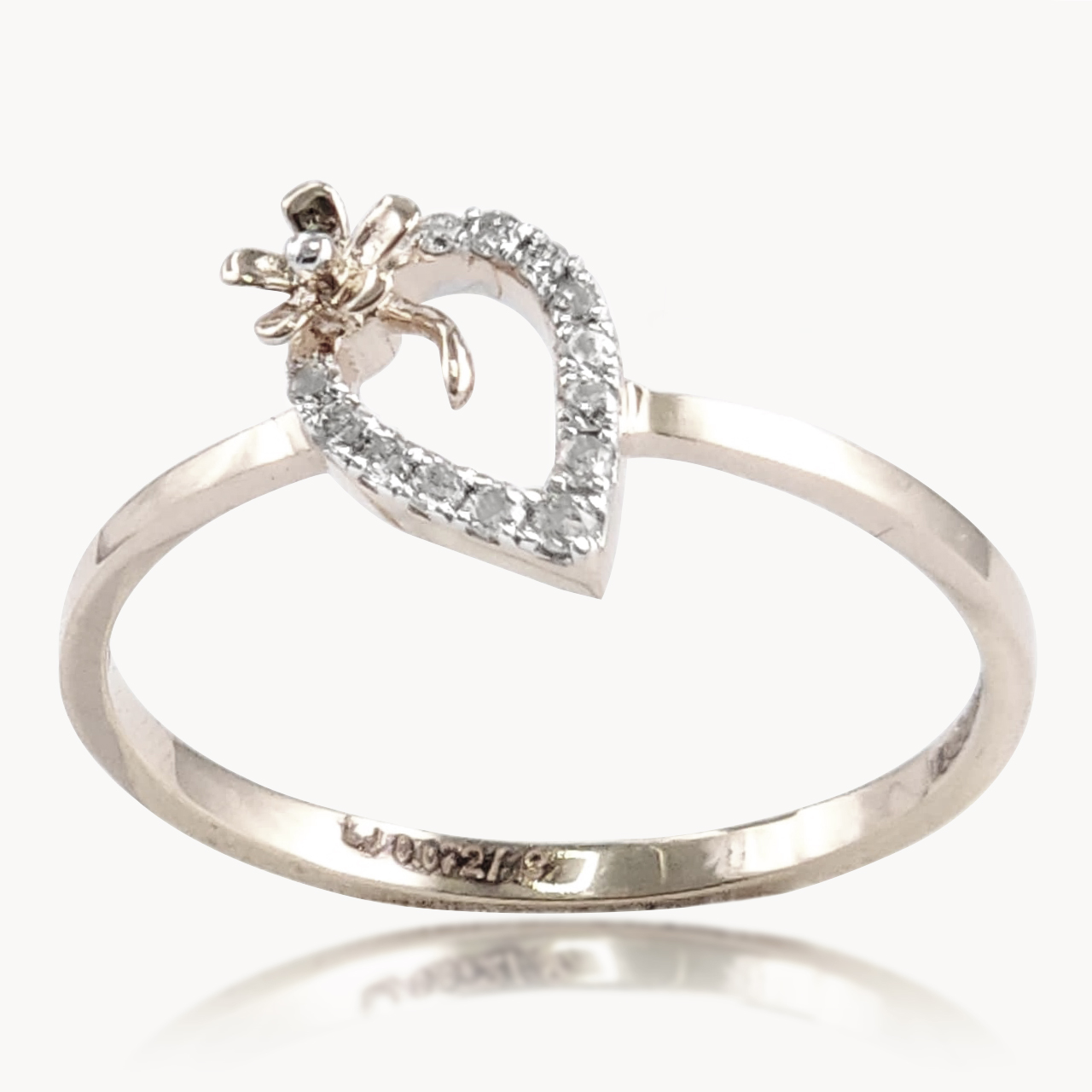 Ashmik Pear Design Diamond Flower Bow Ring