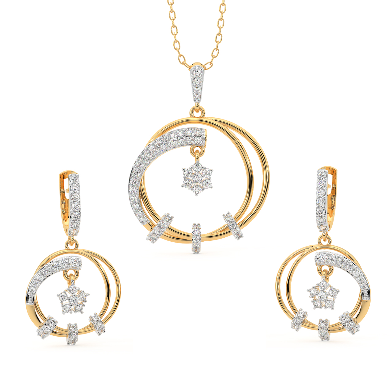 Alvin Round Diamond Pendant Set 