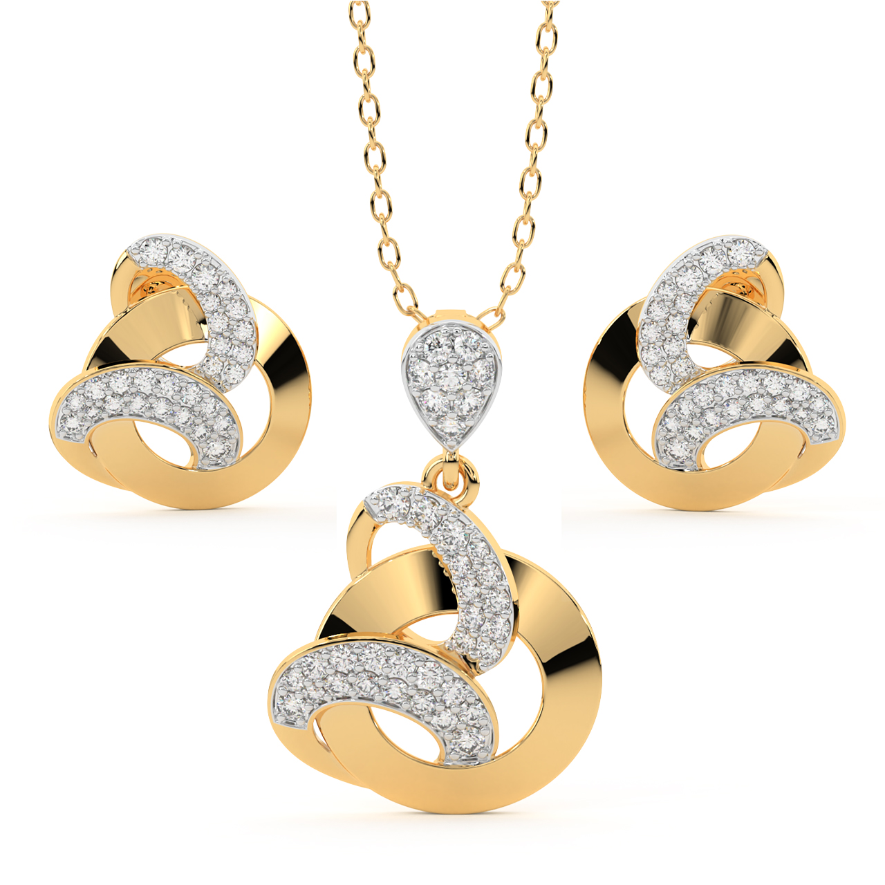 Walton Round Diamond Pendant Set 