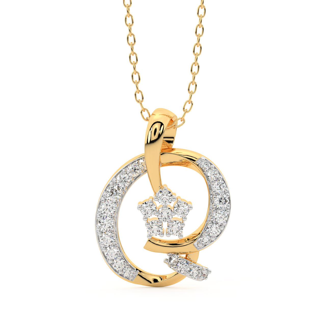 Aiden Round Diamond Office Wear Pendant