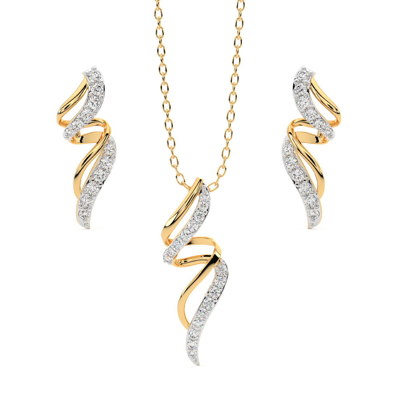 Anane Round Diamond Pendant Set | Gold 