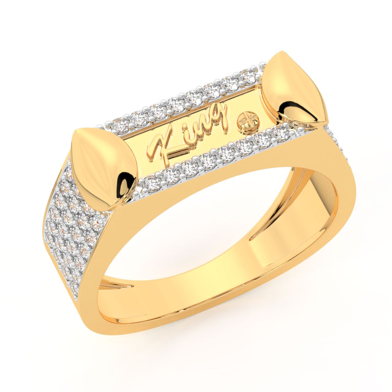 Amos - 14k Yellow Gold 1 Carat Round Wide Band Natural Diamond Engagement  Ring @ $4650 | Gabriel & Co.