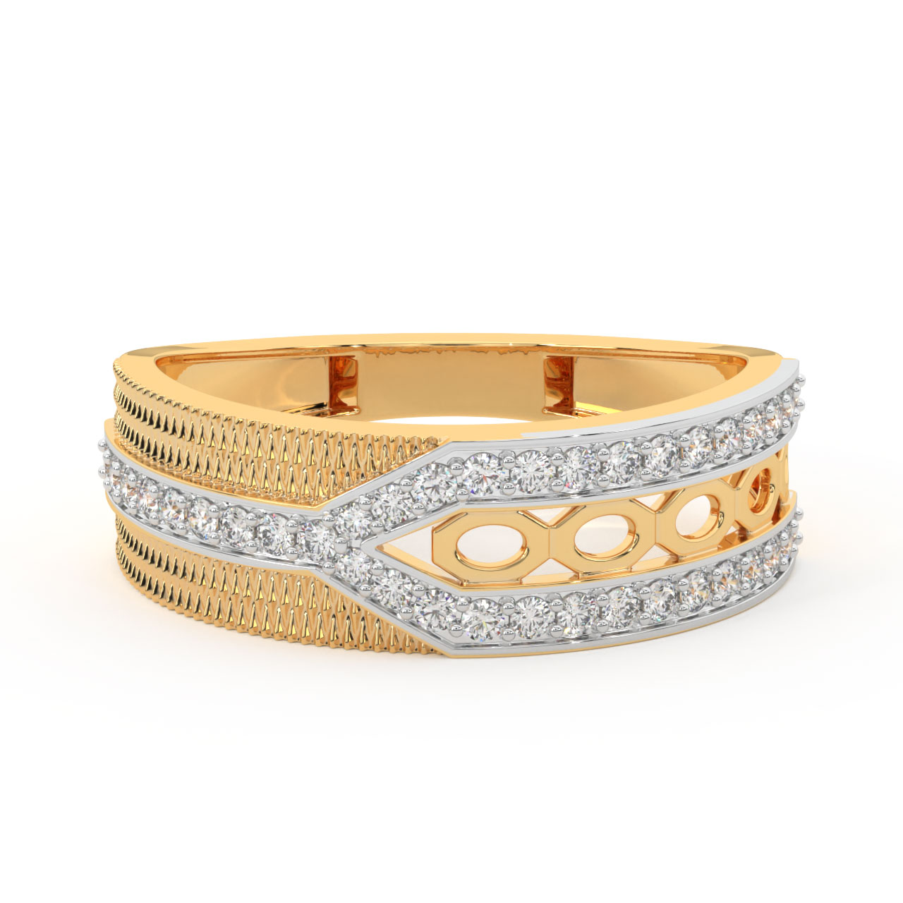 Sarvada Jewels 18K Round Diamond cluster open gape band, 3.50 Gms, Size:  Free Size at Rs 22741 in Surat