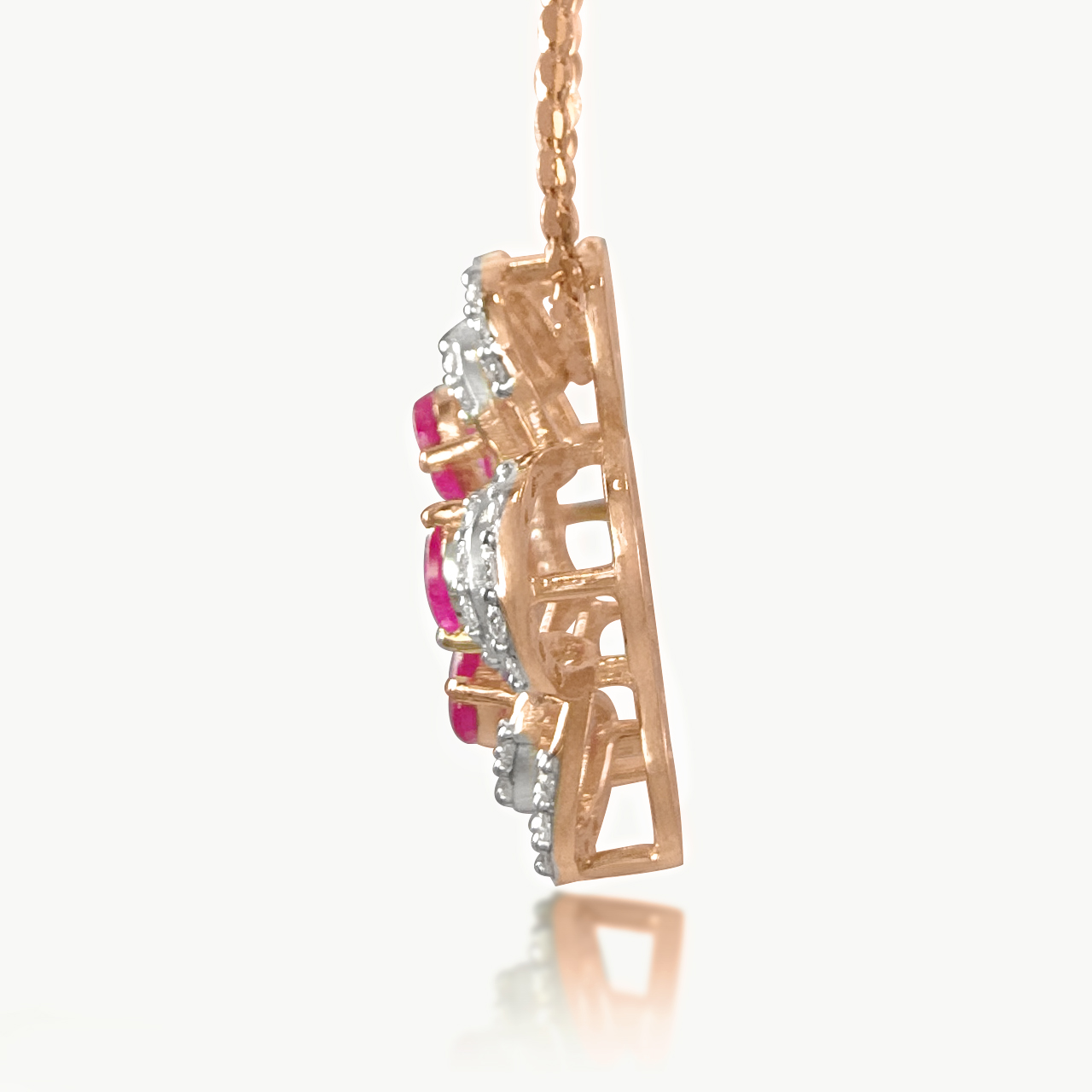 Ruby Studded Diamond Pendant