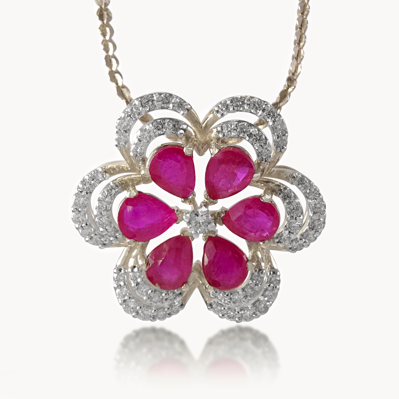 Ruby Studded Diamond Pendant