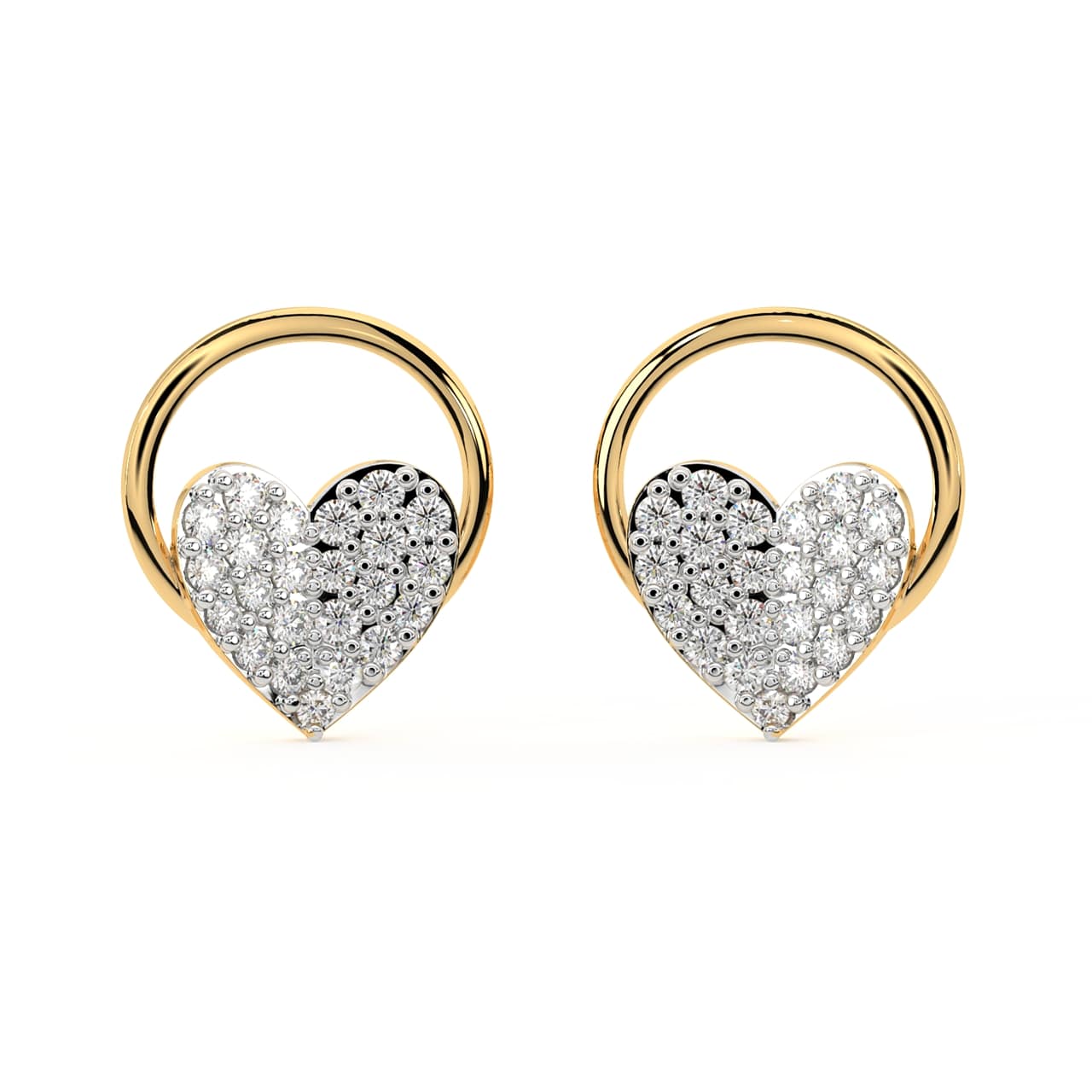 Hearty Round Diamond Stud Earrings