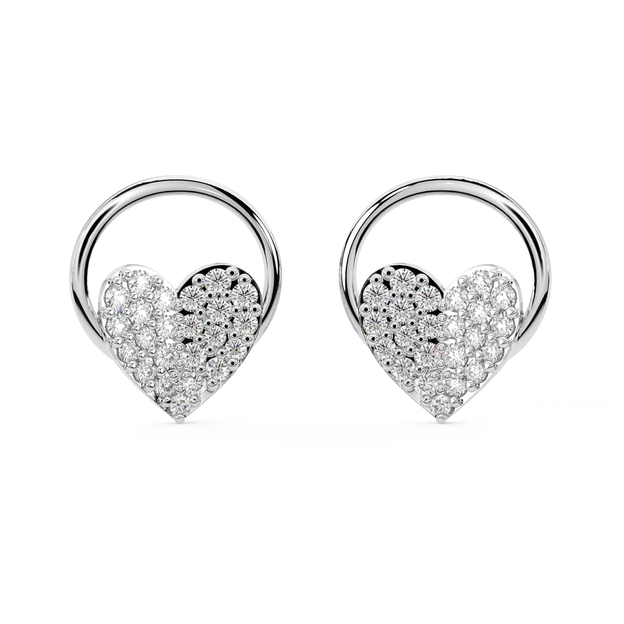 Hearty Round Diamond Stud Earrings