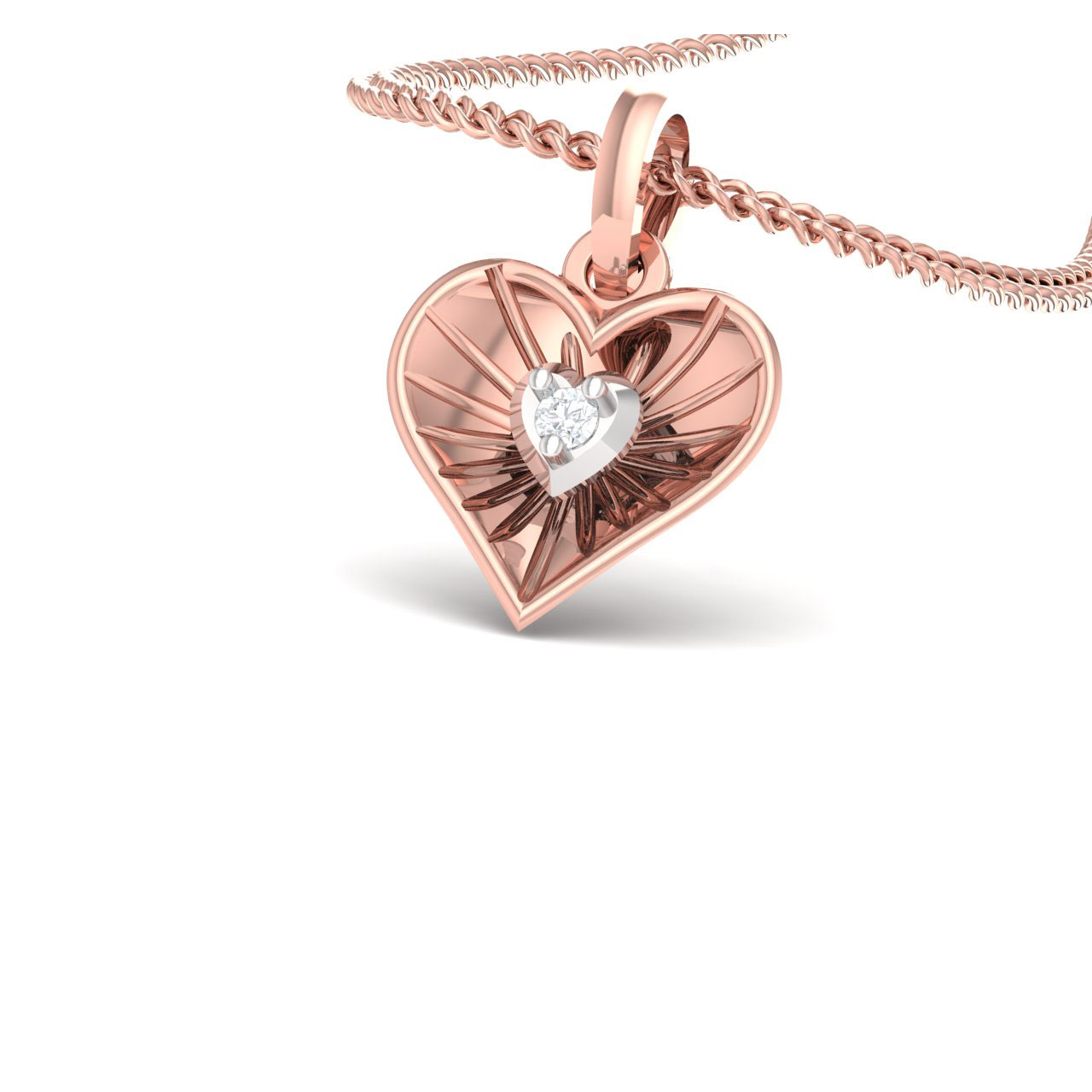 Yoyo Heart Shape Rose Gold Diamond Pendant