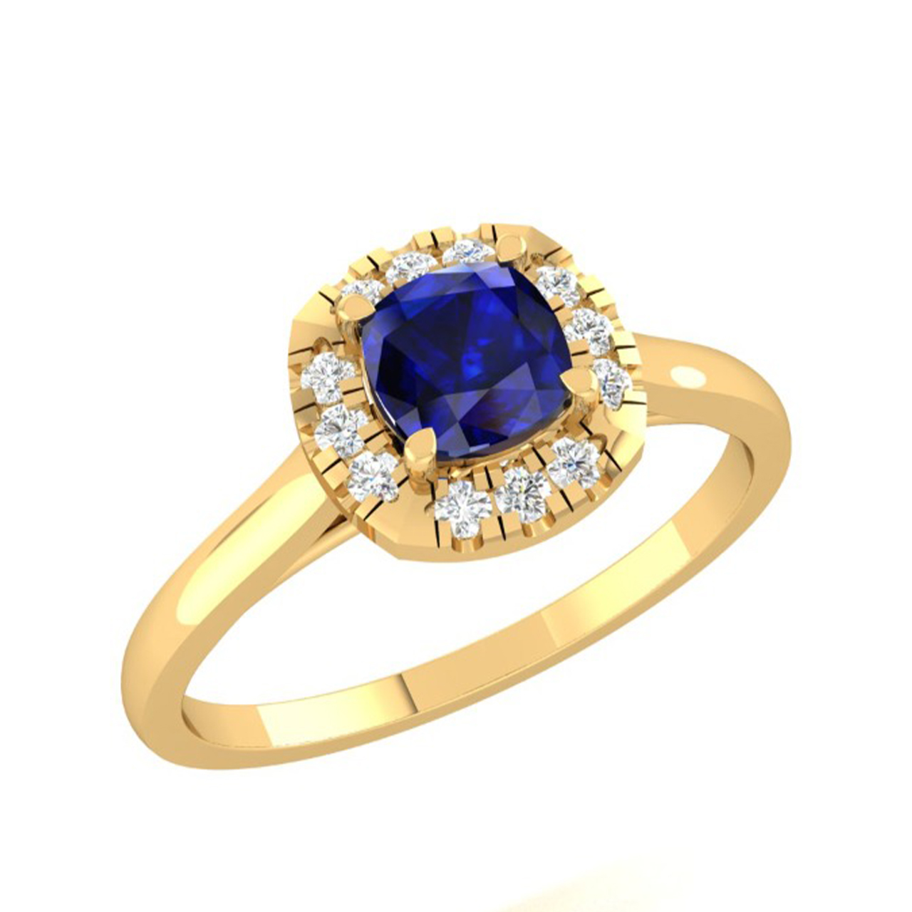 Diamond Ring With Blue Colour Stone
