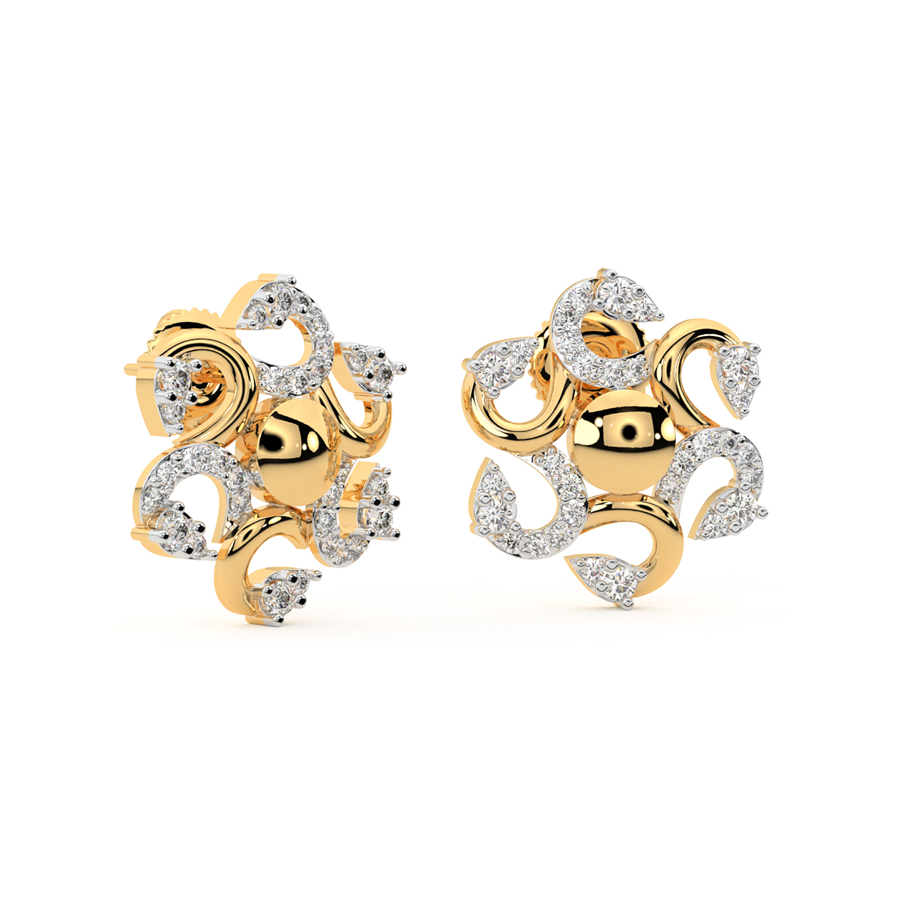 Anghus Round Diamond Stud Earrings