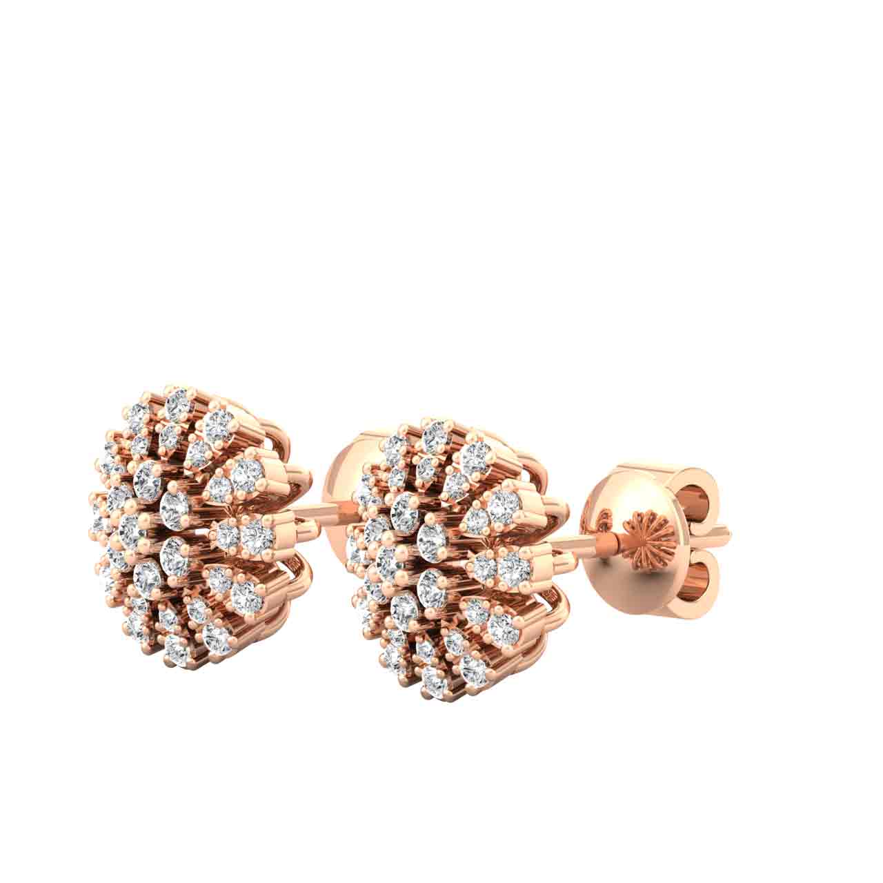 Gold Sunflower Earrings Diamonds Studs