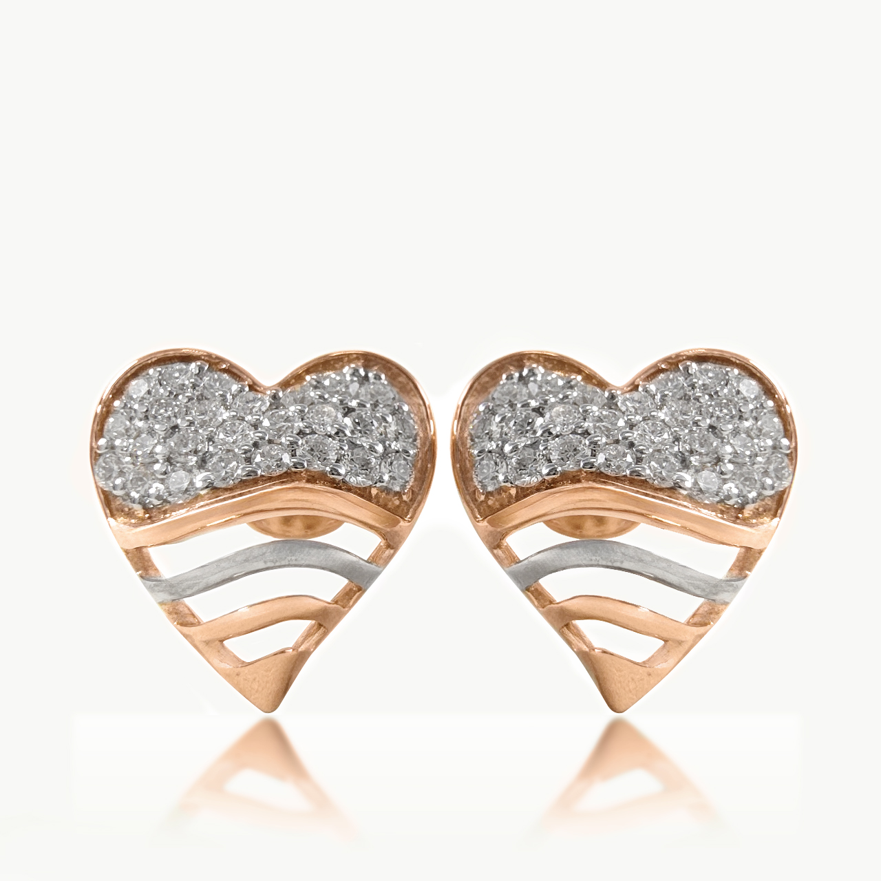 Wavy Heart Diamond Studs