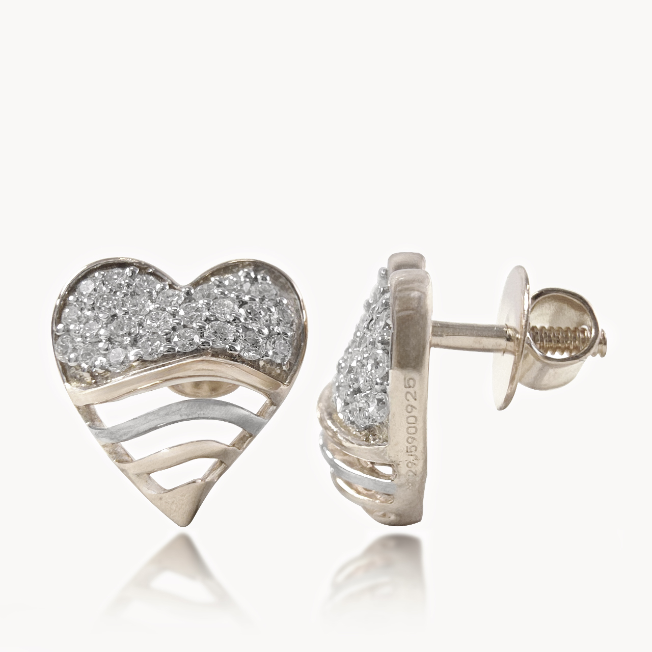 Wavy Heart Diamond Studs