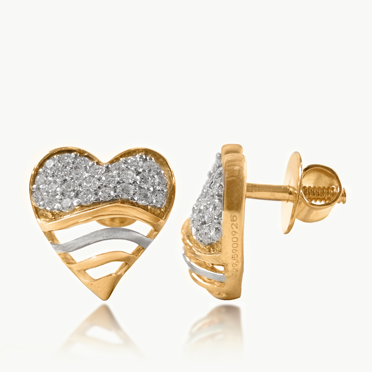 Wavy Heart Diamond Studs