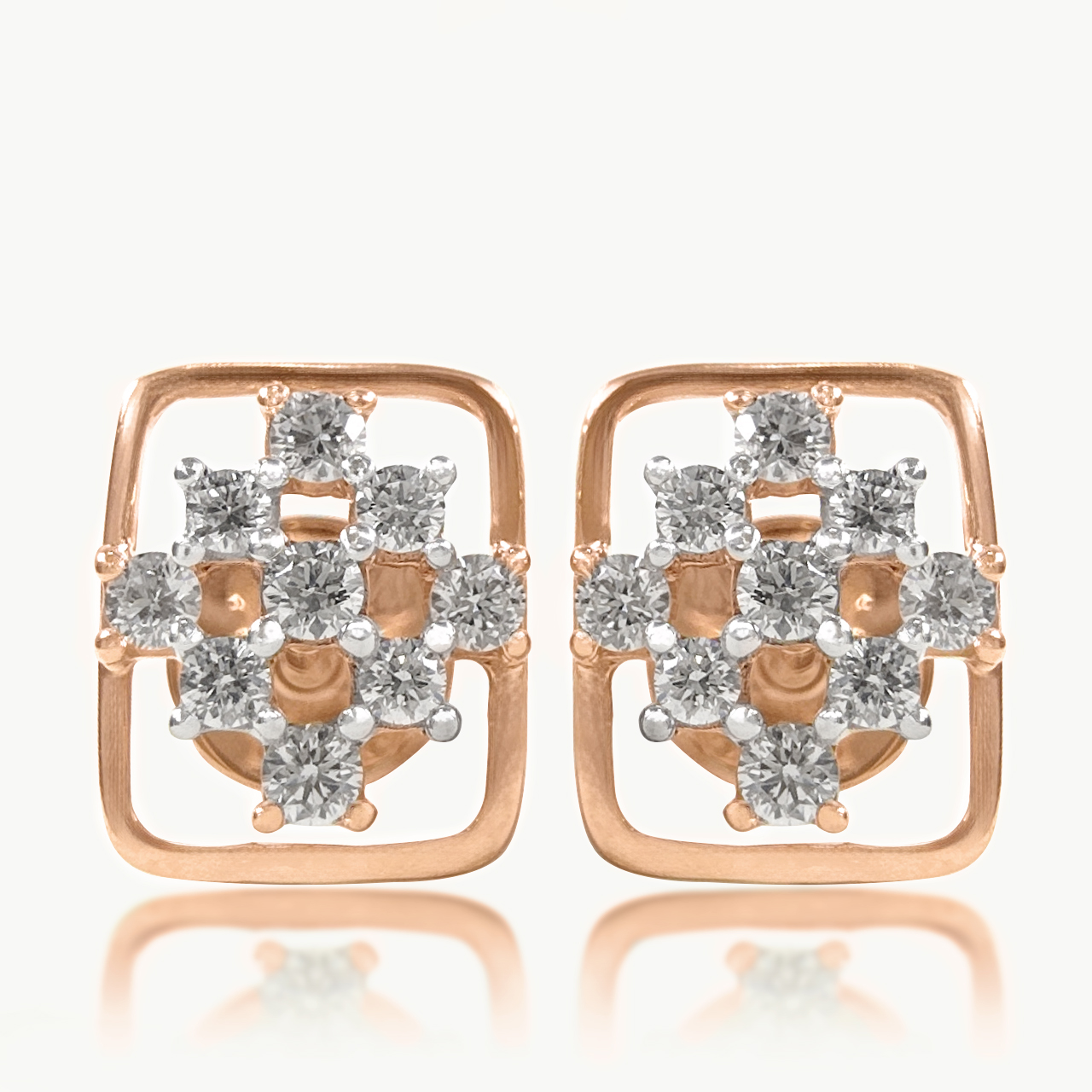 Geometric Floral Diamond Earings