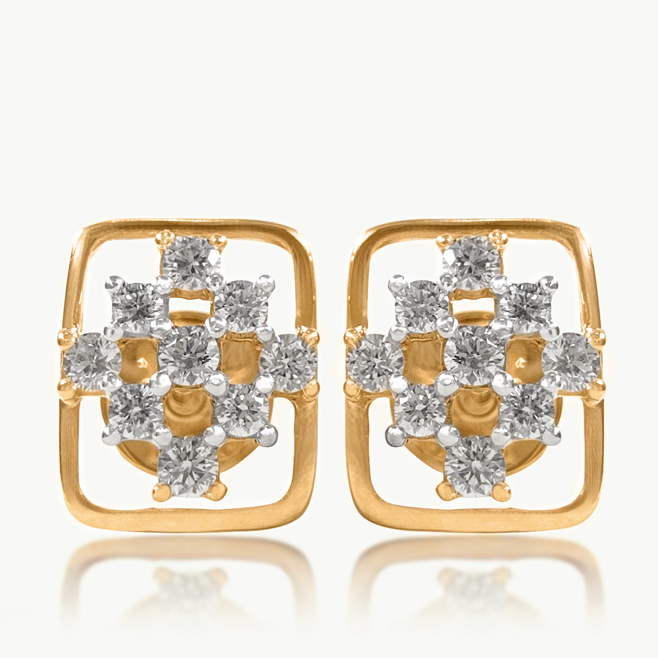 Geometric Floral Diamond Earings