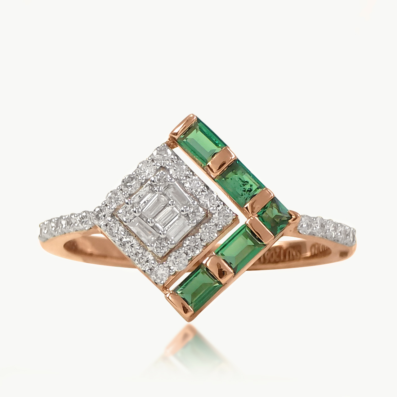 Green Stone Diamond Rings