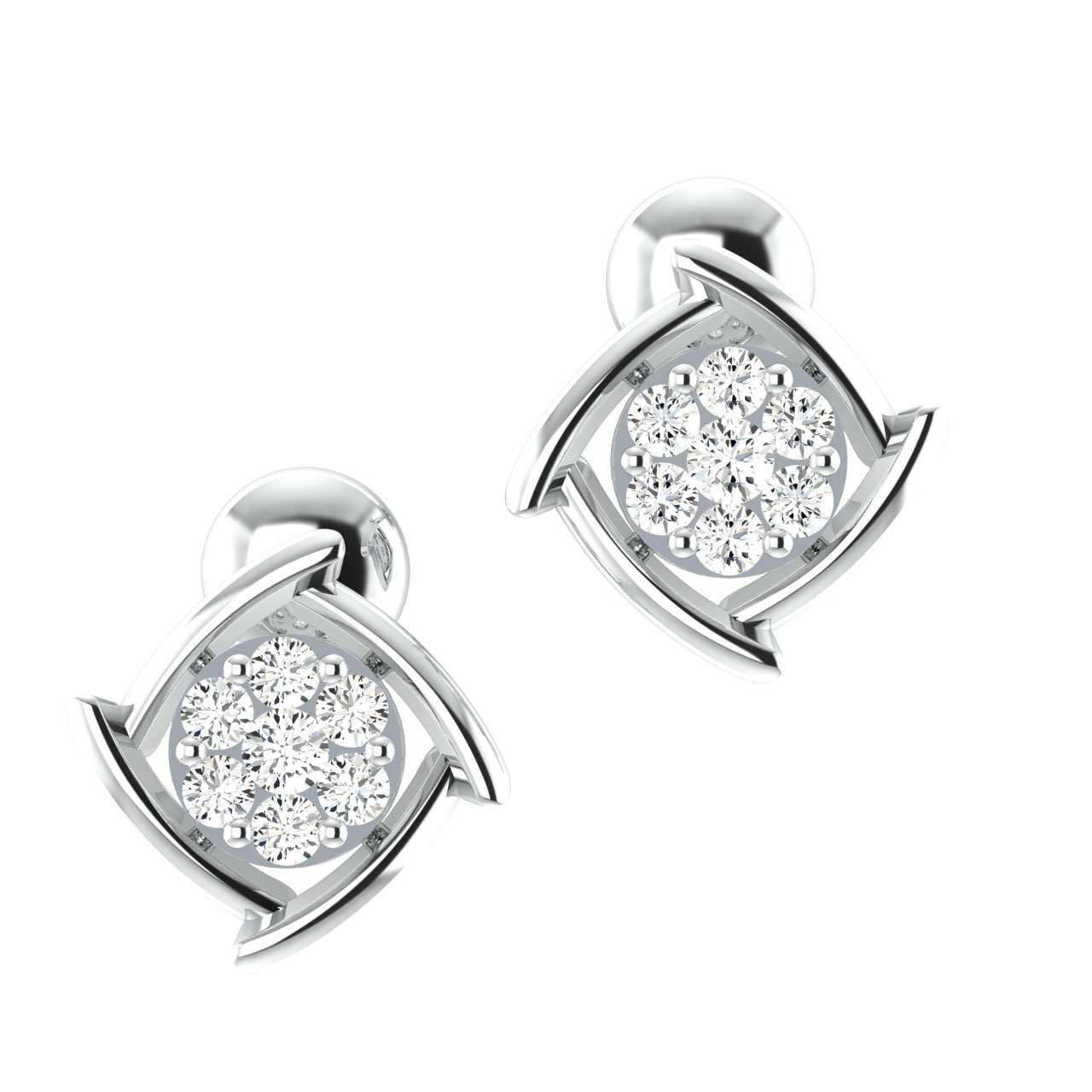 Kano Round Diamond Stud Earrings