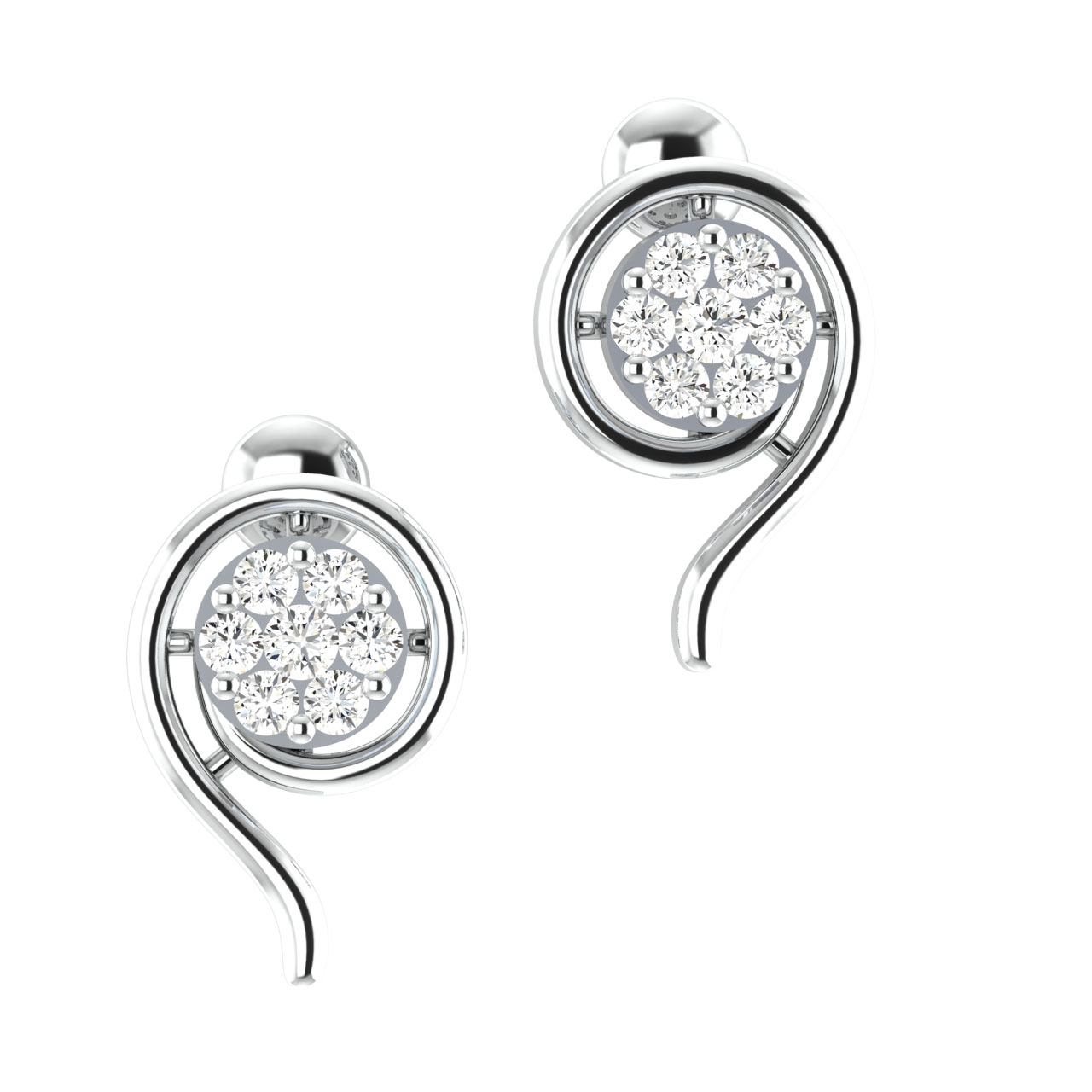 Hisano Round Diamond Stud Earrings