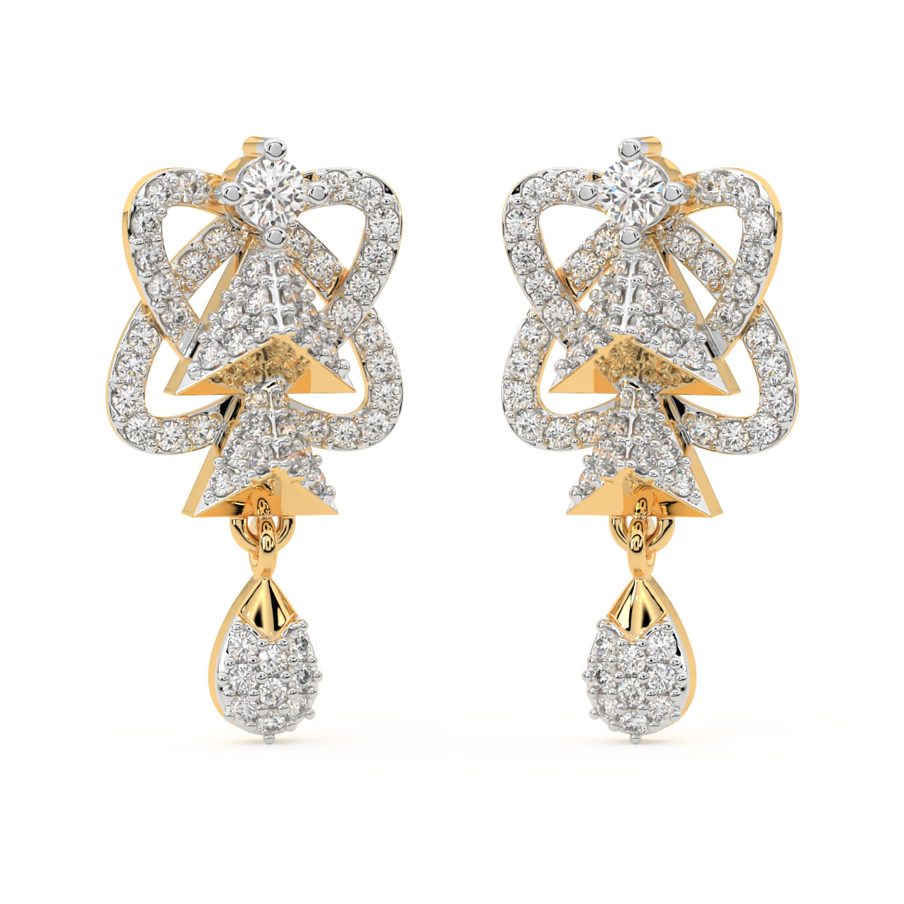 Eyan Round Diamond Dangler Earrings