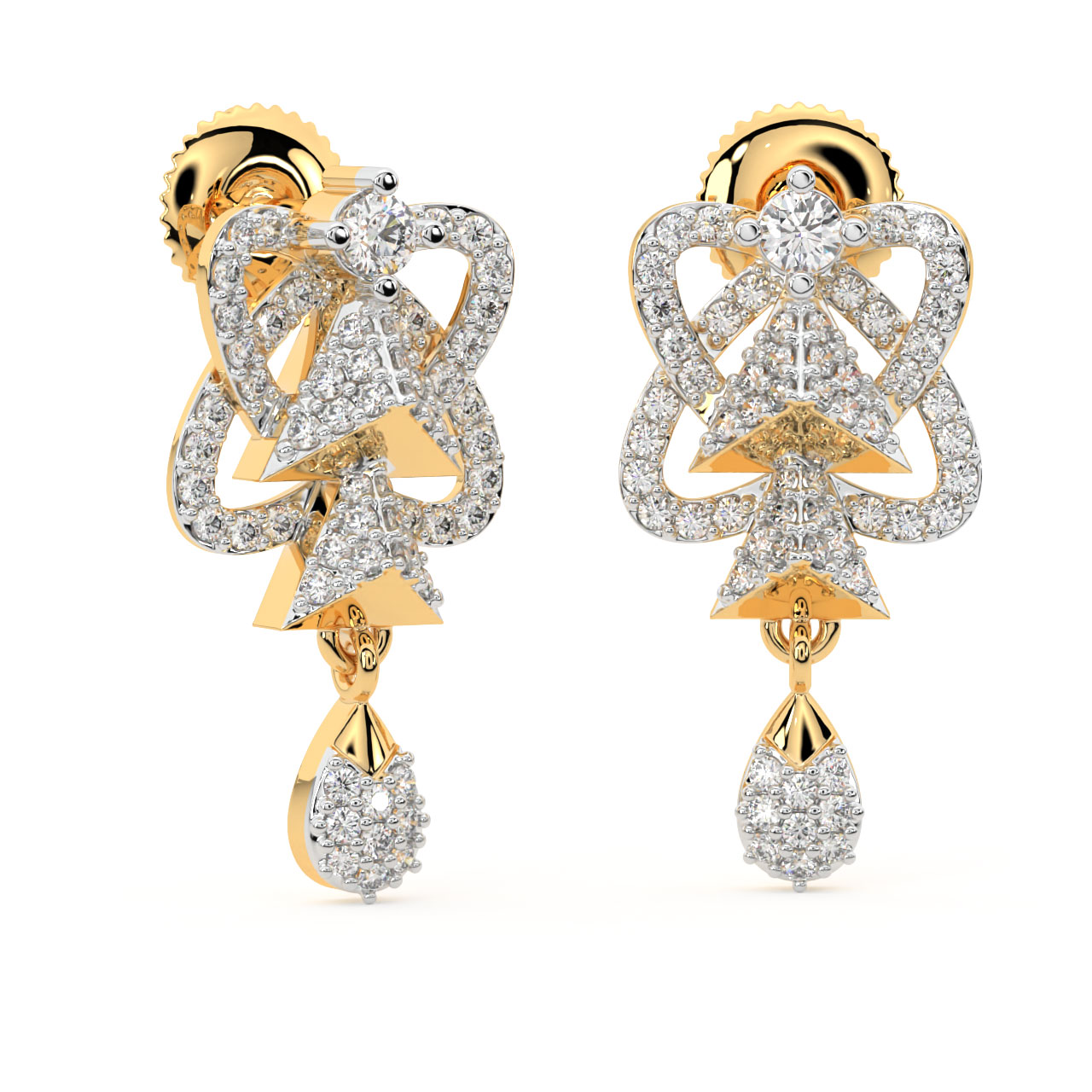 Eyan Round Diamond Dangler Earrings