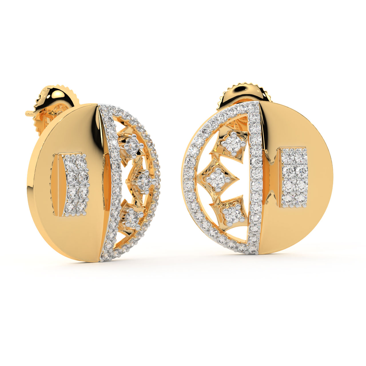 Dooley Round Diamond Stud Earrings