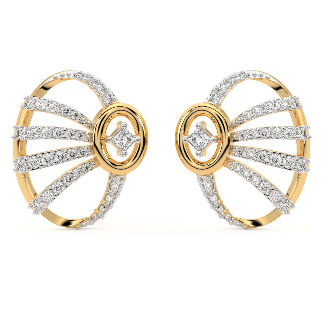 Talon Round Diamond Stud Earrings