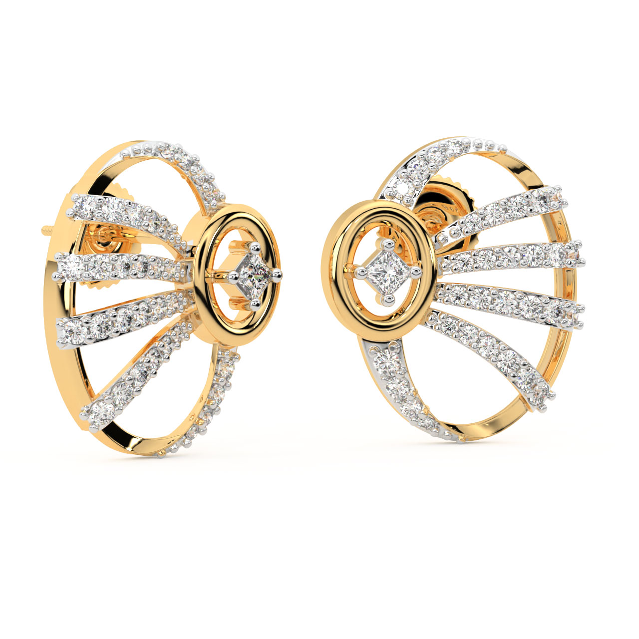 Talon Round Diamond Stud Earrings