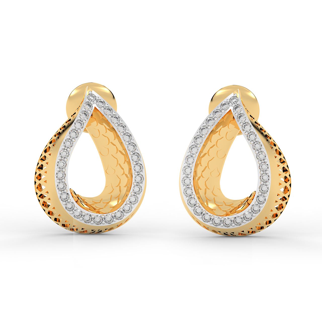 Designer Teardrop Diamond Stud Earrings