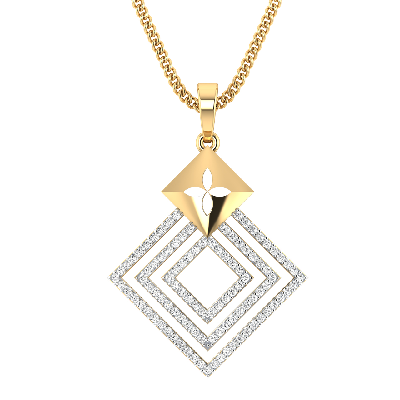 Triple Square Design Diamond Pendant