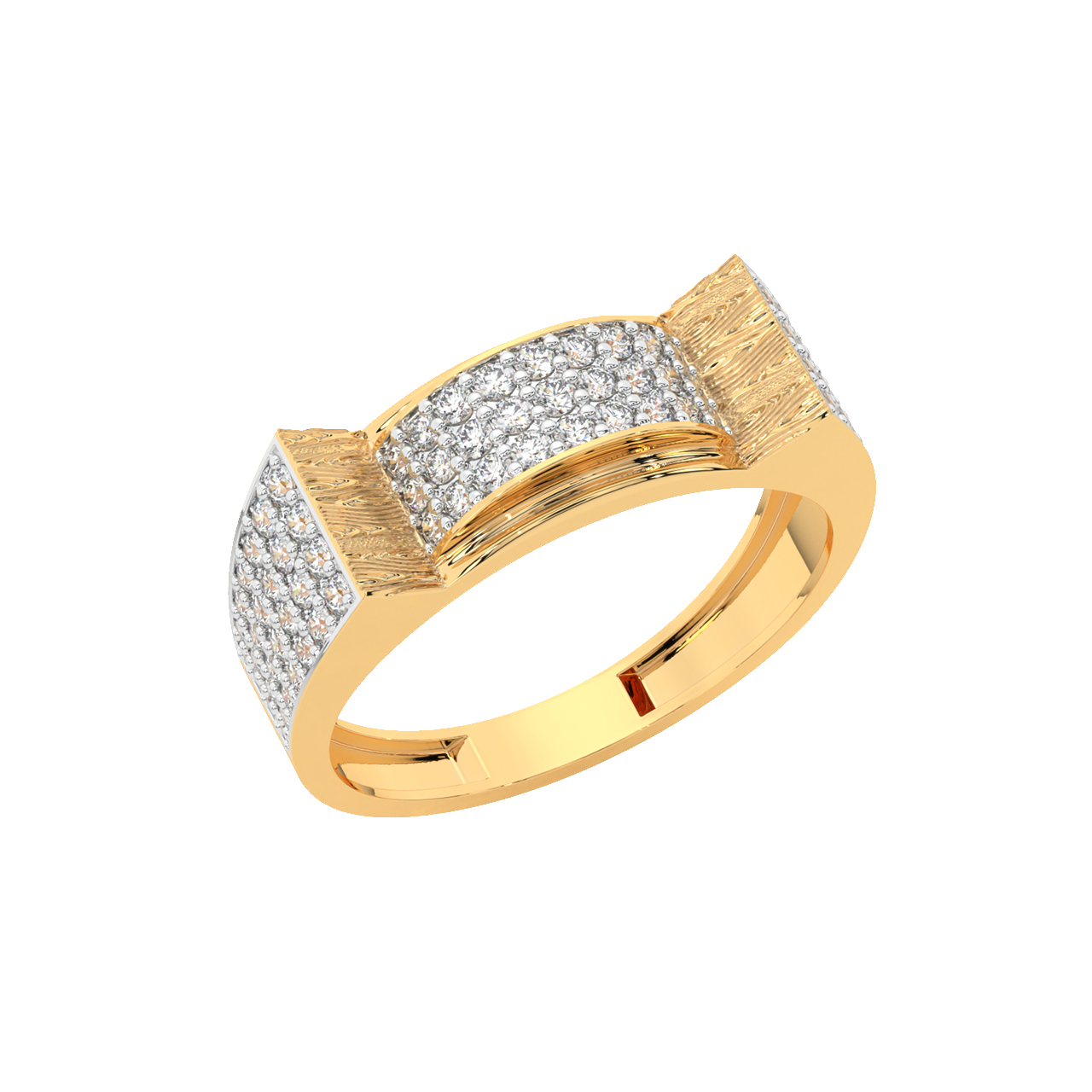 Splendid Jewellery 10kt Yellow Gold Circle Diamond Men's Ring