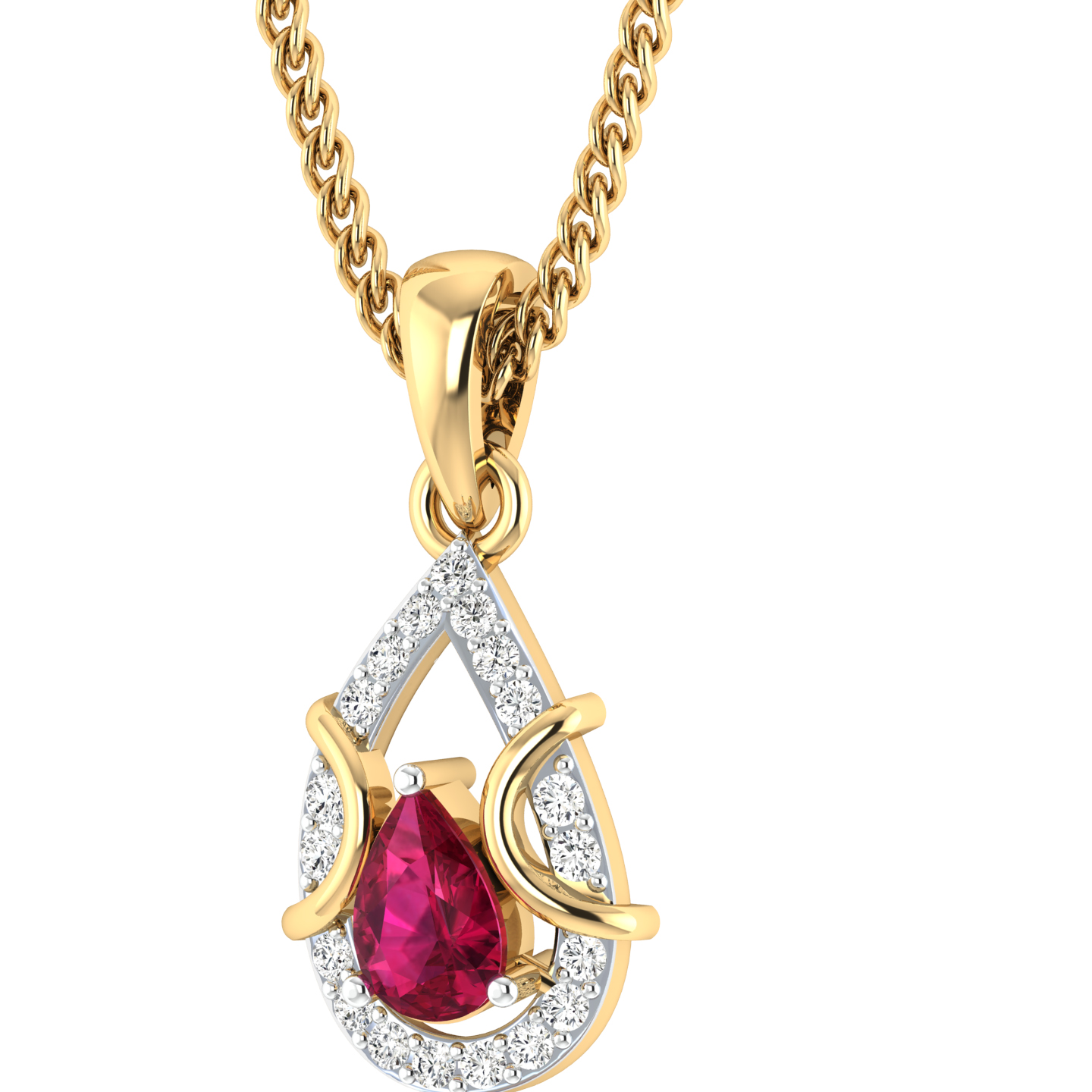 Robin Red Stone Diamond Pendant For Office Wear